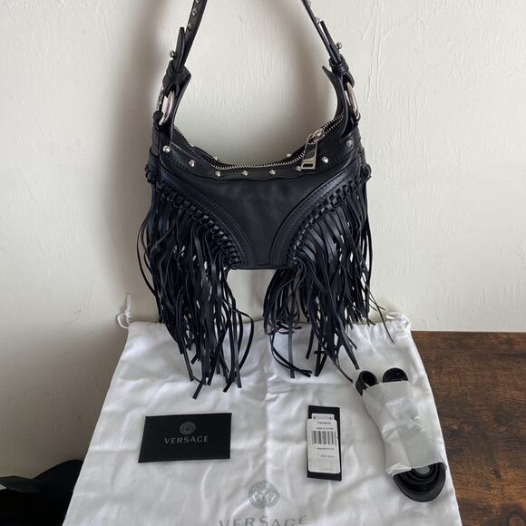 NWT MSRP$4875 Versace Medusa Mini Fringed Leather Hobo Shoulder Bag - Picture 8 of 8